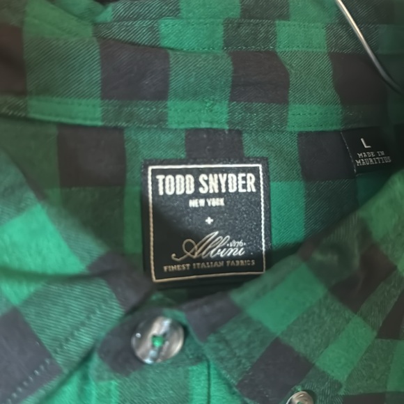 Todd Snyder Portuguese Flannel Camp-collar Button Down Shirt Plaid Green Black - Picture 3 of 3